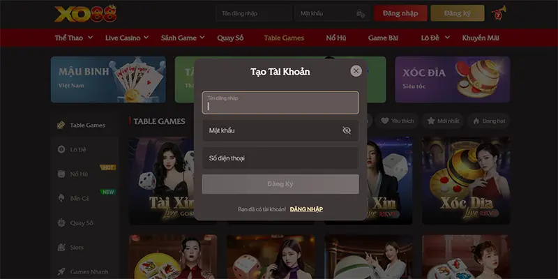 Thực hiện đăng ký XO88 theo các bước cụ thể